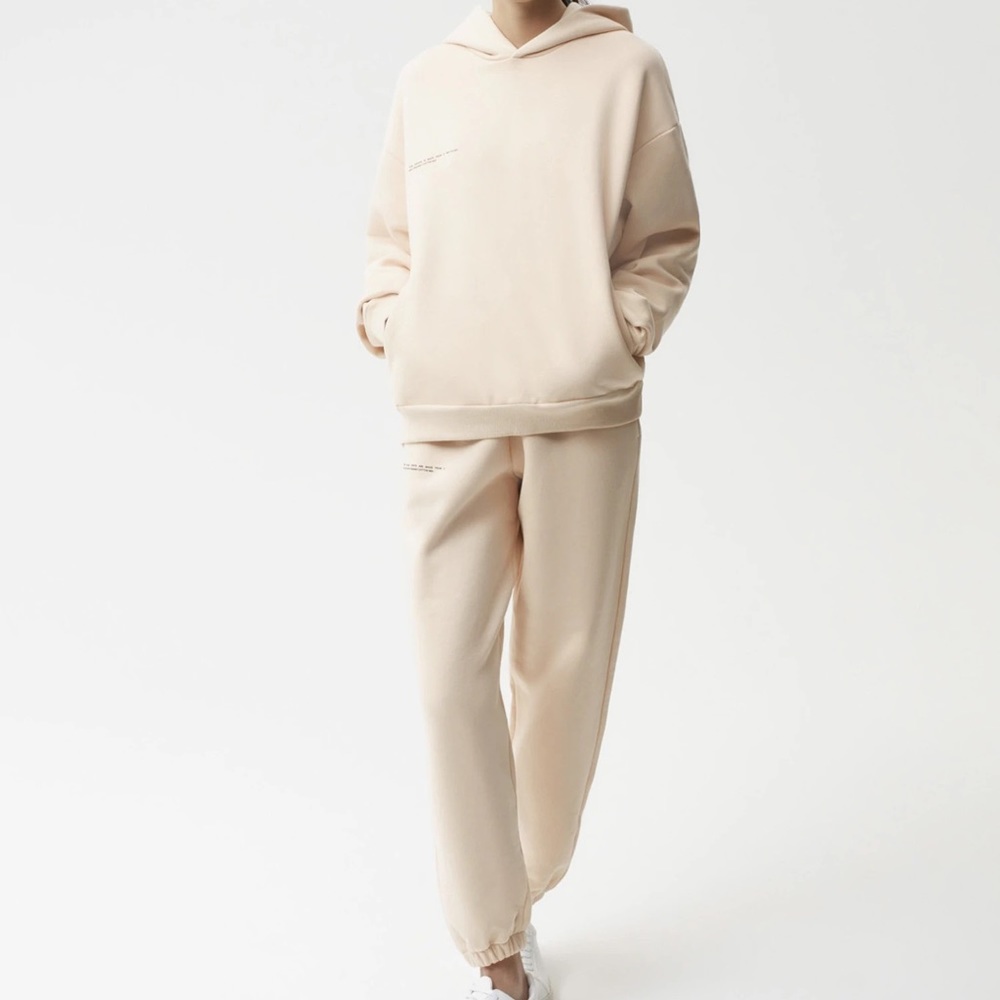 Pangaia lightweight sweatshirt hoodie and sweatpants in Sand
